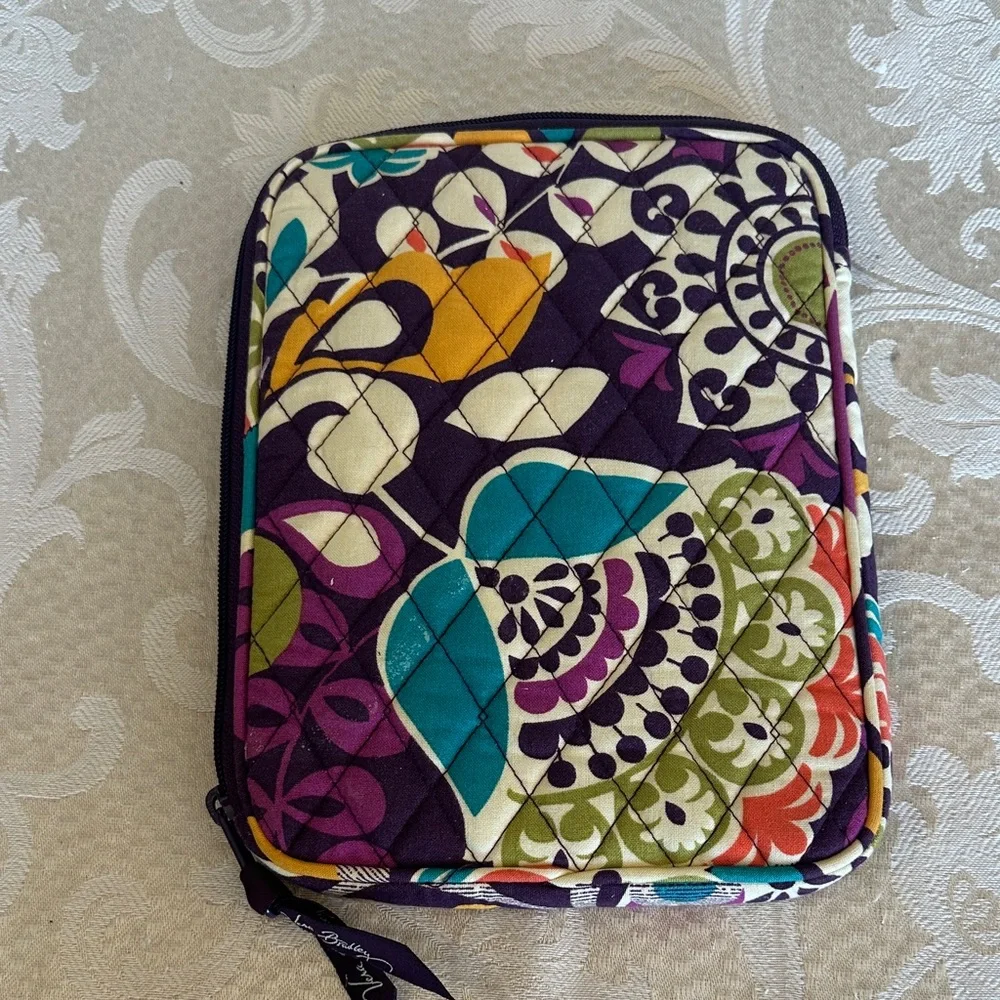 Vera Bradley Purple, Green, Orange & Yellow Quilted Tablet  Zip Pouch